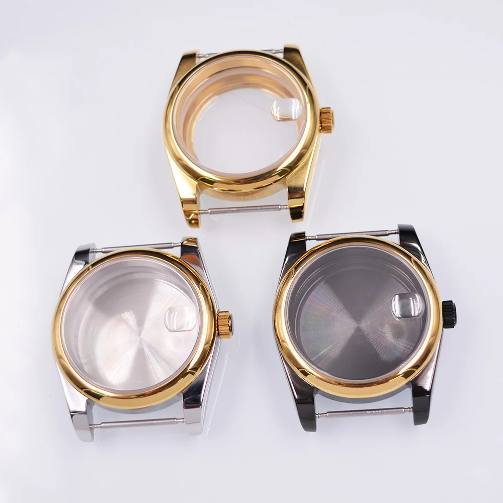 

36mm / 39mm Watch Case Fit NH35 NH36 PT5000 ETA2824 2836 Miyota 8205 8215 Movement Sapphire glass Silver / Gold/ Black Case