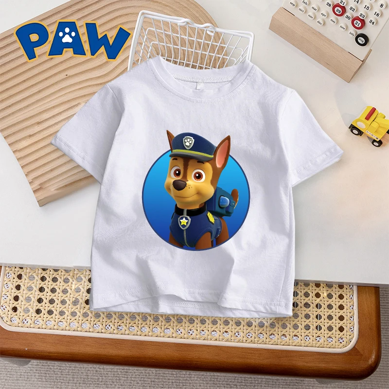 

Милая футболка «Щенячий патруль», милая одежда для мальчиков и девочек, летняя одежда с короткими рукавами и круглым вырезом для малышей, уличная одежда, подарки на день рождения
