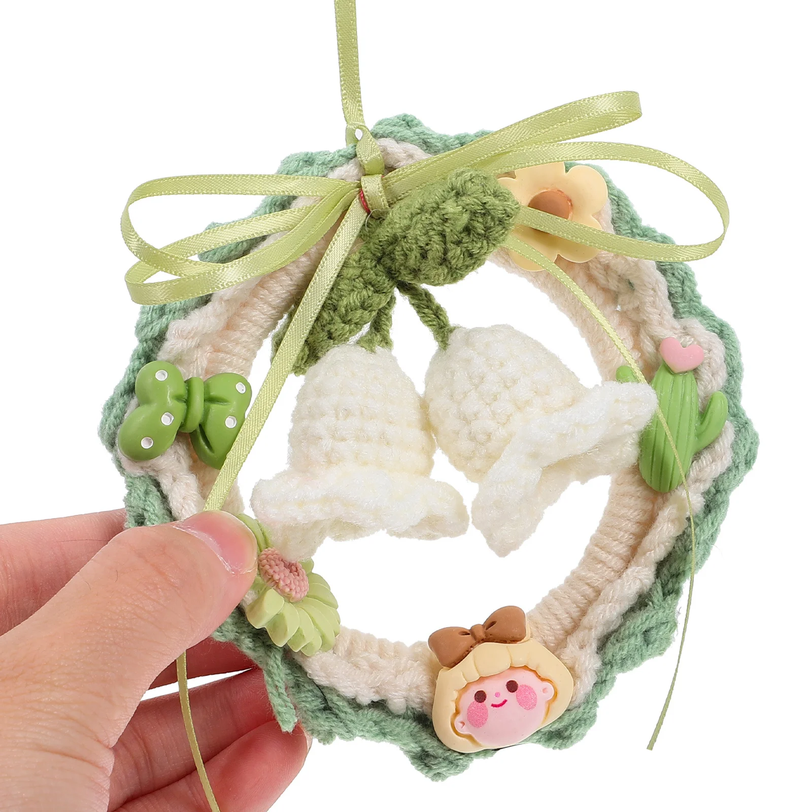 

Lily of The Valley Crochet Hanging Flower Rearview Mirror Decoration Car Accessories Hanging Ornament Cute Car Pendant for Women