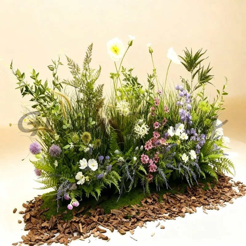 High‑End Creative Geometric Box Floral Feather Ornament, Table Centerpiece Decor for Hotel KTV Box Desktop Decoration