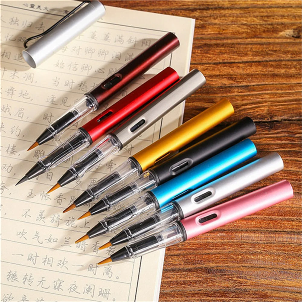 

8pcs Set Metal Absorbent Writing Brush Artist Art Drawing Pen Student Creative Stationery Gift School Office Supply Paintbrush