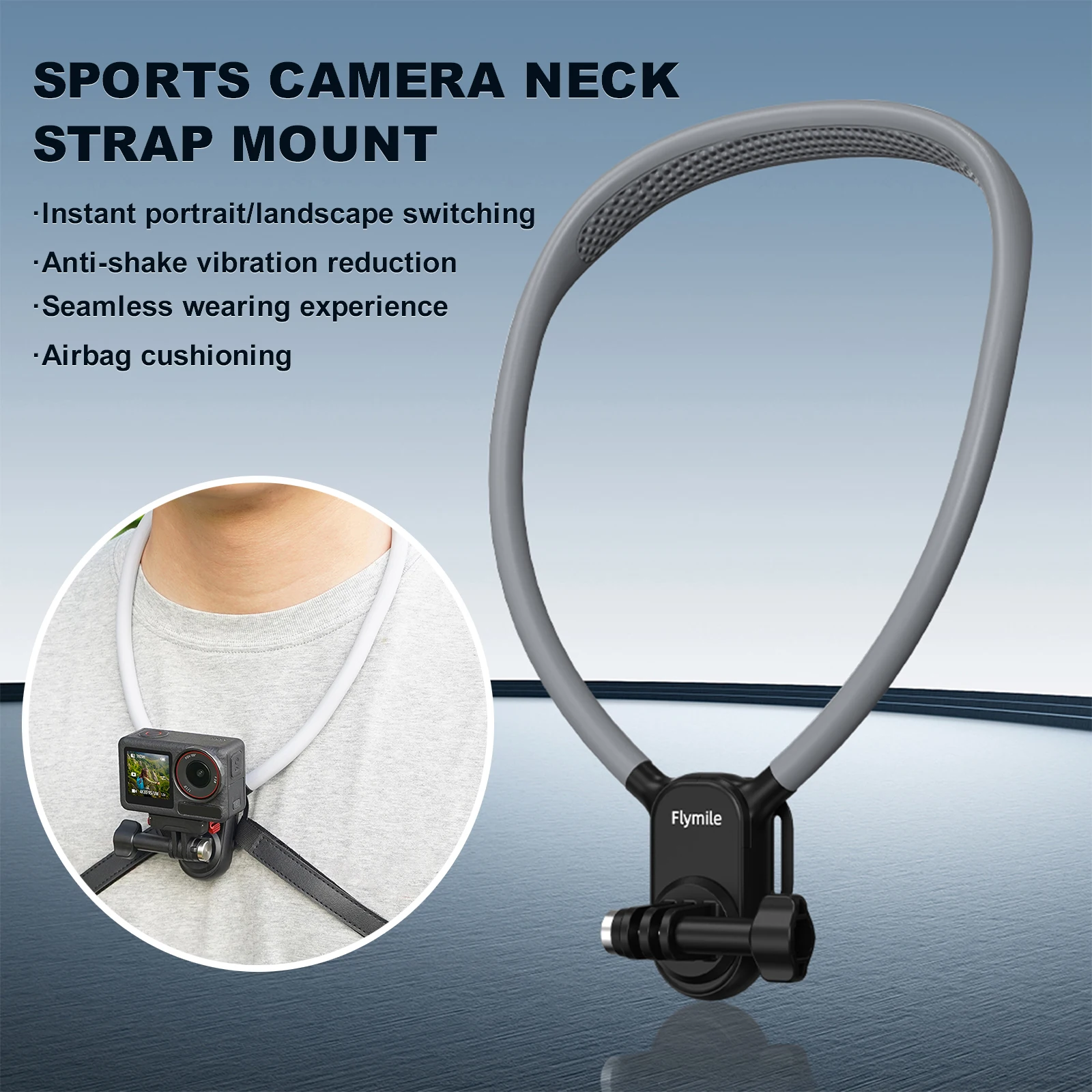 ที่ยึดคอสำหรับกล้อง DJI Action 5 Pro/Osmo 360 อุปกรณ์ยึดสำหรับถ่ายวิดีโอ สายรัดติดหน้าอกสำหรับวิ่ง ถ่ายวิดีโอบล็อก อุปกรณ์เสริมสำหรับการบันทึก