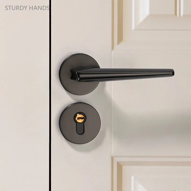 1 set of zinc alloy split lock simple and high-end indoor bedroom silent solid wood door handle split lock with key included