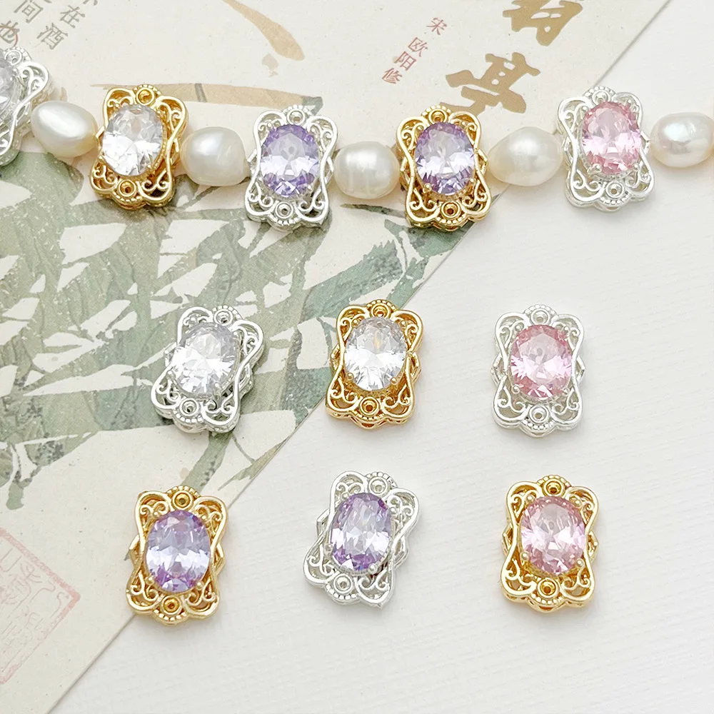 

1pc Copper Plated Micro-set Zirconia Jewelry Making Spacer Beads Accessories DIY Pearl Bracelet Necklace Materials Wholesales