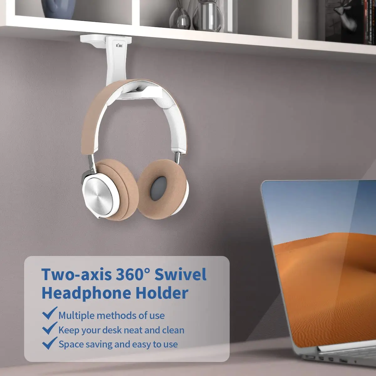 KIWIFOTOS 360° Rotating Headphone Stand Desktop Headset Holder PC Gaming Headset Desk Hanger Hook For Earphone Controller