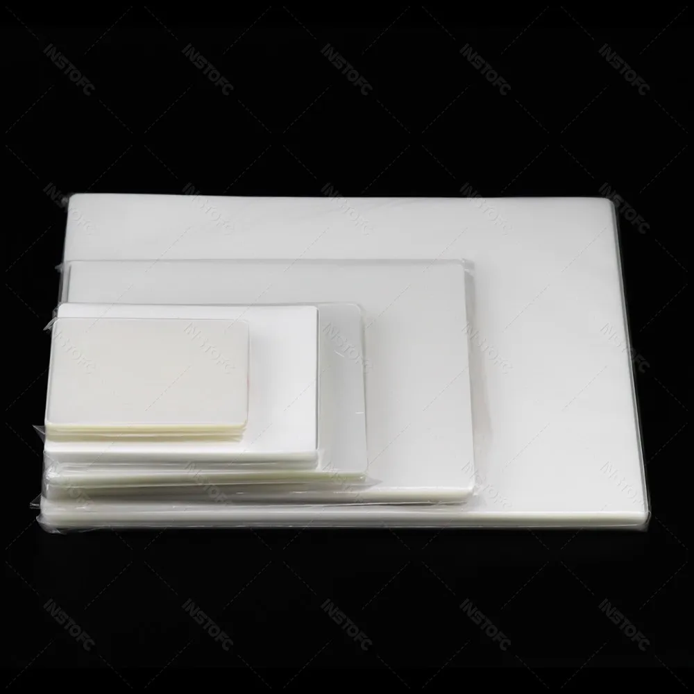 100 قطعة-حزمة A4/3R/4R/5R صفائح فيلم الترقق الحراري أكياس زاوية مستديرة شفافة متوافقة مع جميع أجهزة تغليف الحرارية الساخنة #2