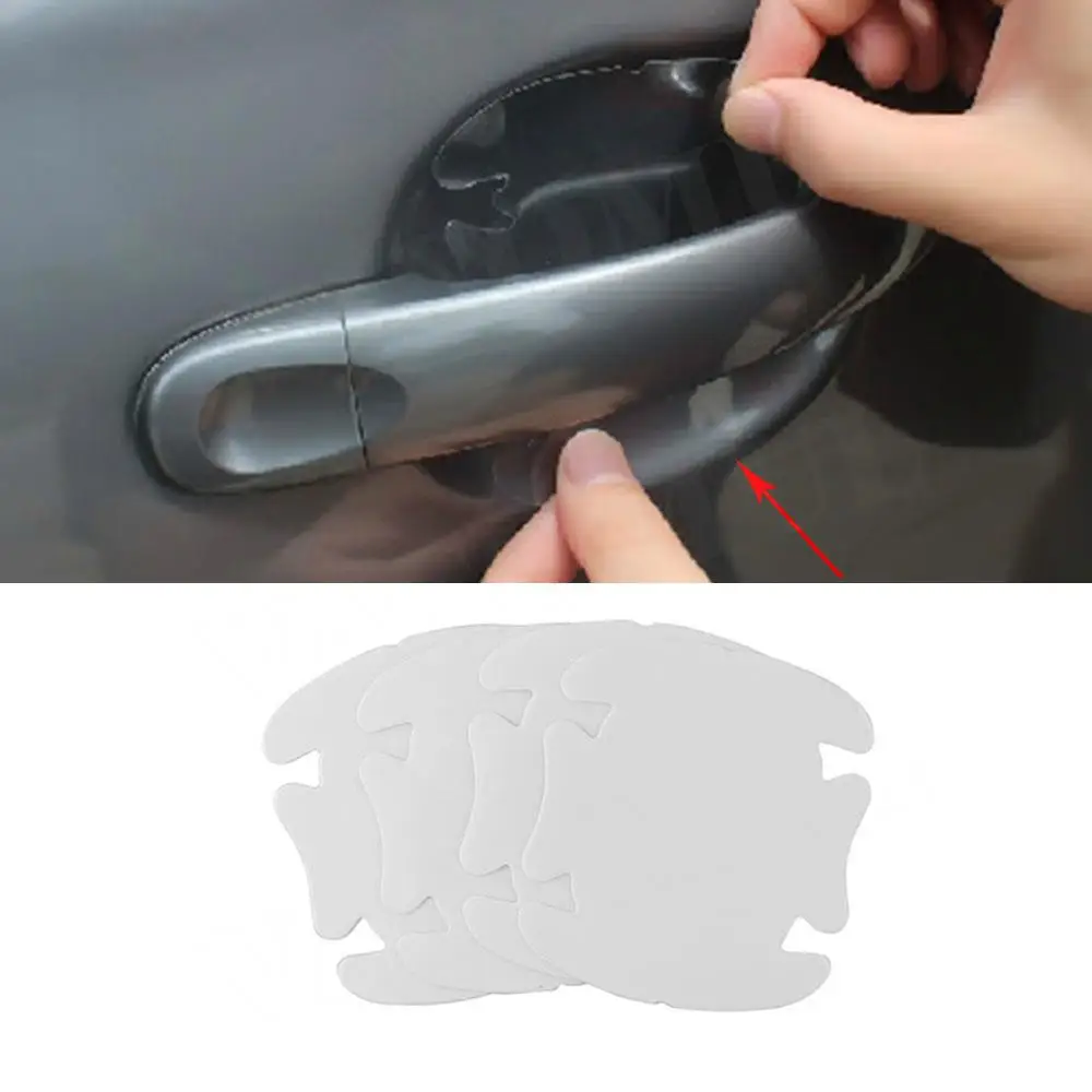 4Pcs Transparent Universal Car Handle Protective Film Door Sticker Scratches Resistant Cover Auto Handle Protection Exterior