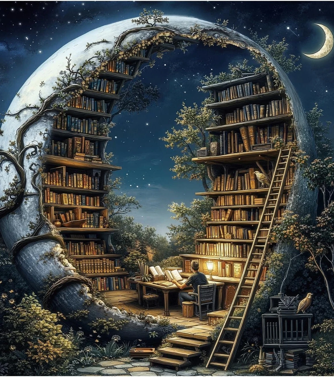 

Magic Moon Library 300/500/520/1000 Pieces Wooden Jigsaw Puzzle of Adult Landscape Puzzles Games Family Fun Toy Christmas Gift