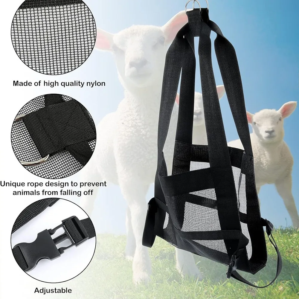 

Adjustable Weighing Sling Durable Convenient Animals Weighing Strap Black Livestock Hang Scale for Weighing Calf Lambs Newborn