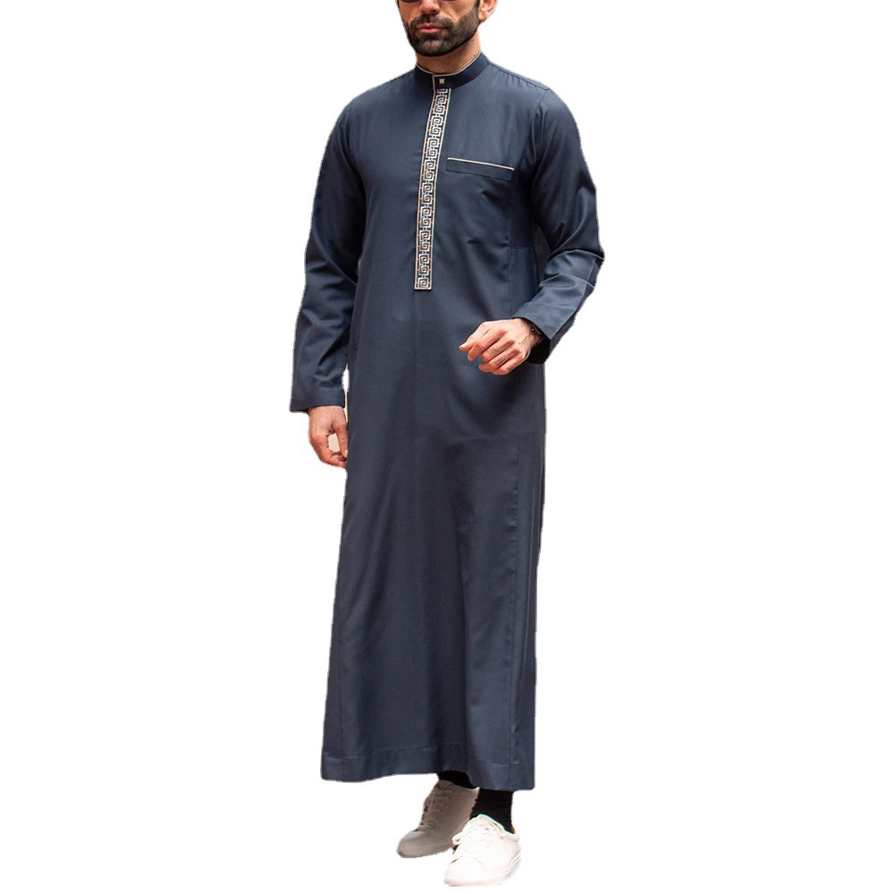 Islam Kaftan Muslim Men Clothing Moroccan Caftan Hand Embroidered Loose and Breathable Djellaba Abaya Thobe for Men Summer 2024