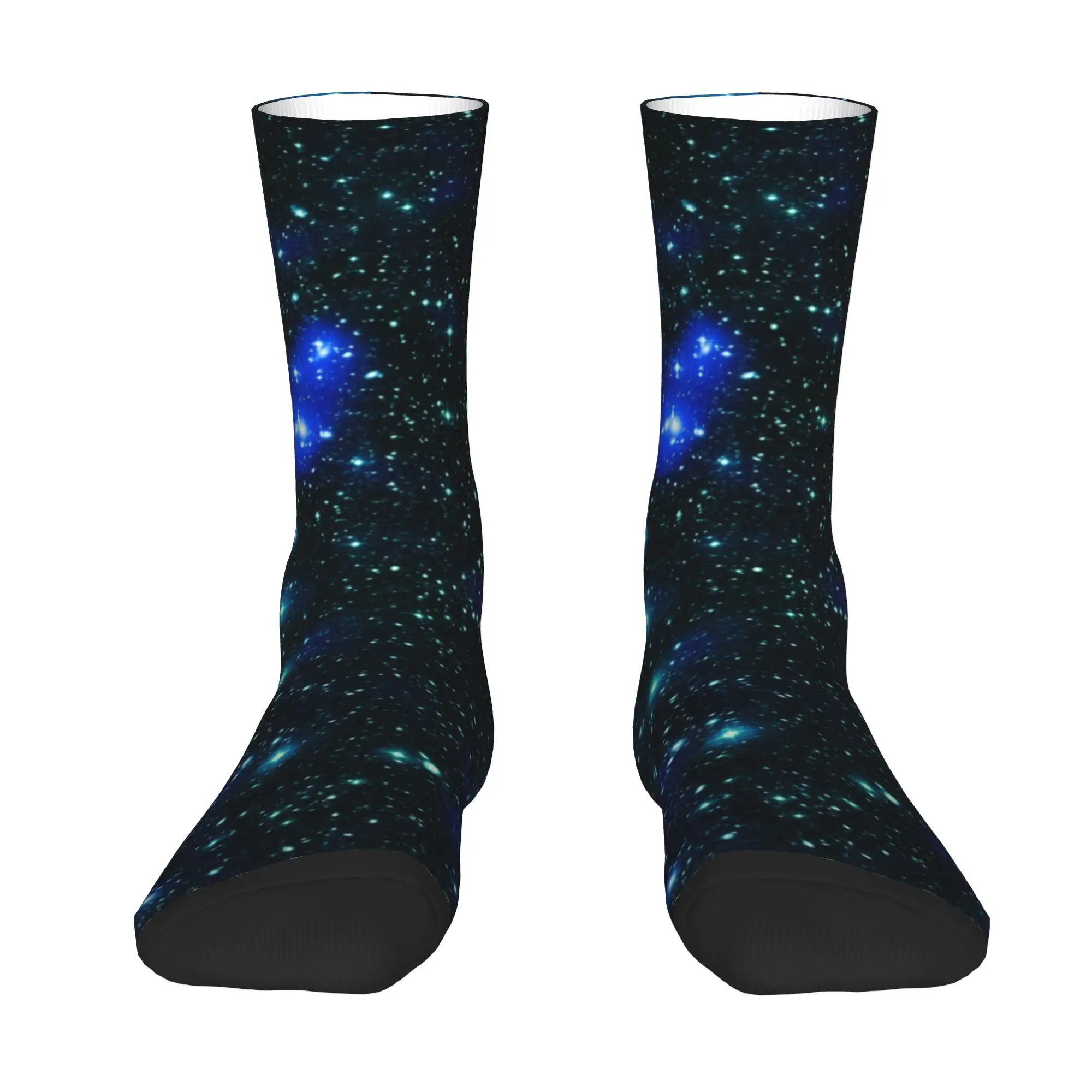 Custom Galaxy Dark Matter Deep Blue Teal Dress Socks Mens Womens Warm Fashion Novelty  Crew Socks