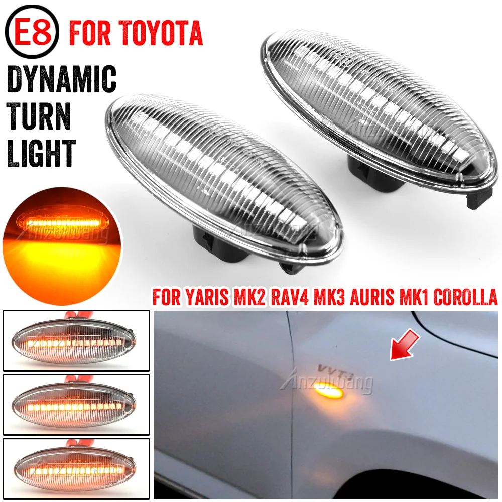 

For Toyota COROLLA 03.2007 - 06.2010 Auris Mk1 E15 (2007-2010) RAV4 Mk3 ACA3 LED Side Marker Lamp Turn Signal Dynamic Lights