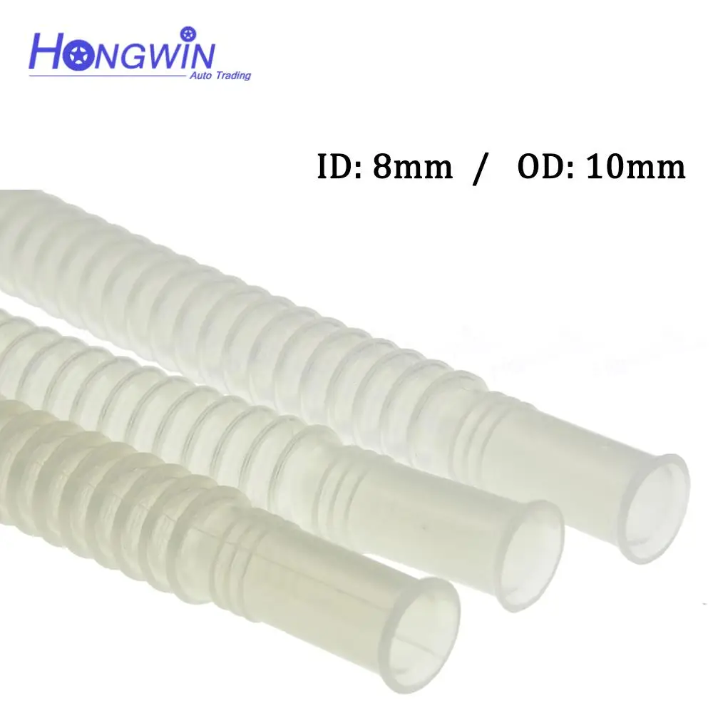 HONGWIN Universal Fuel Petrol Pump Hose - Plastic Nylon Corrugated Flexible Plastic Pipepipe ID10mm OD12mm Length:80mm-300mm