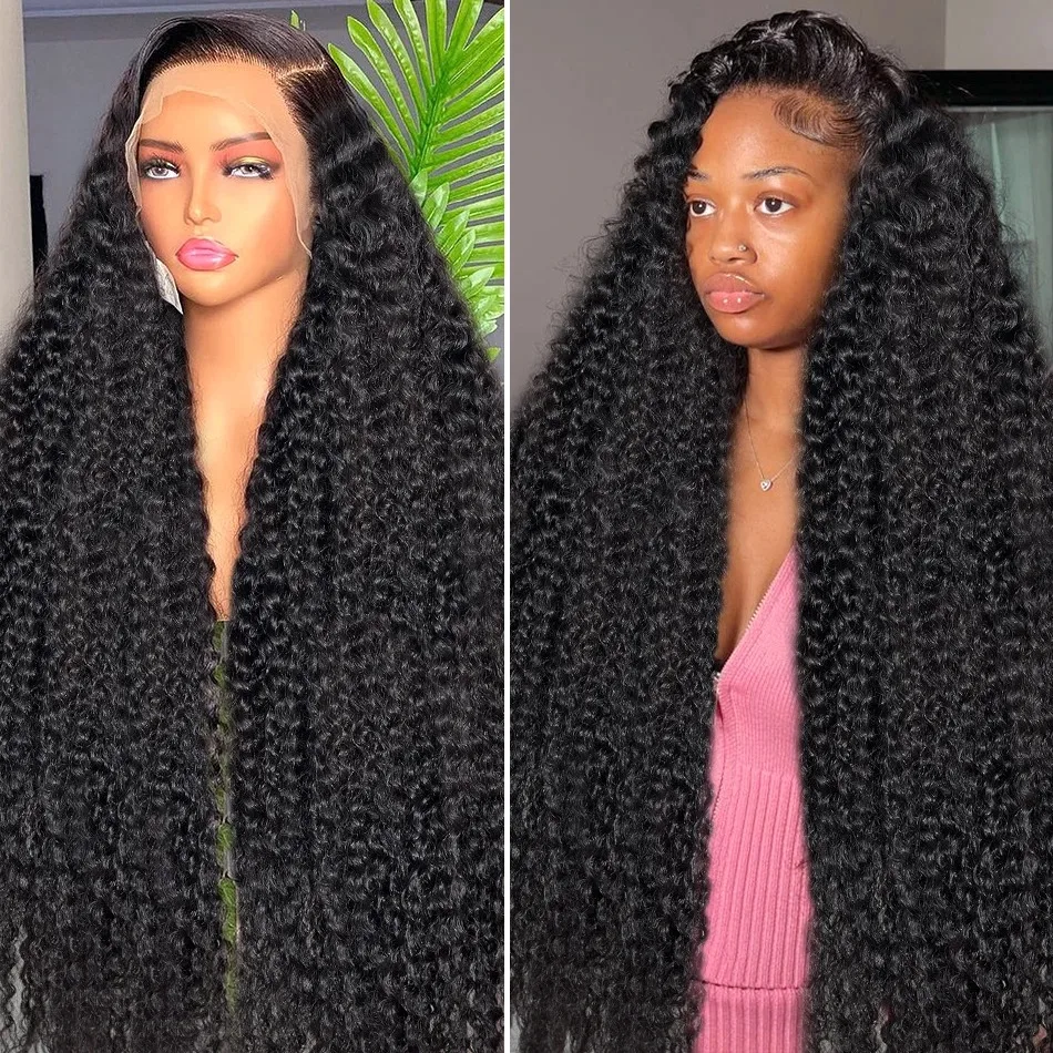 

30 40 Inch 250 Density Transparent 13x4 Lace Front Wig PrePlucked For Black Women Deep Wave Lace Frontal Human Hair Wig