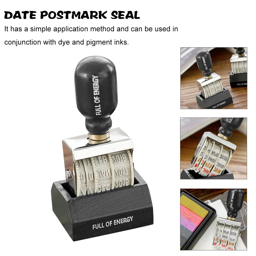 Date Stamp Postage Stamps Scrapbooking Portable School Stationery Number DIY Iron Roller Knob for