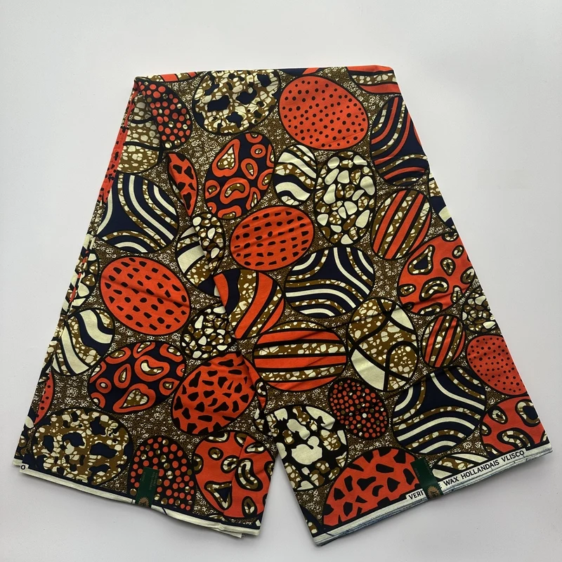 

100% Cotton African Wax Ankara Fabric High Quality Real Wax for Women's Clothing Sewn Party Dress Size 6
