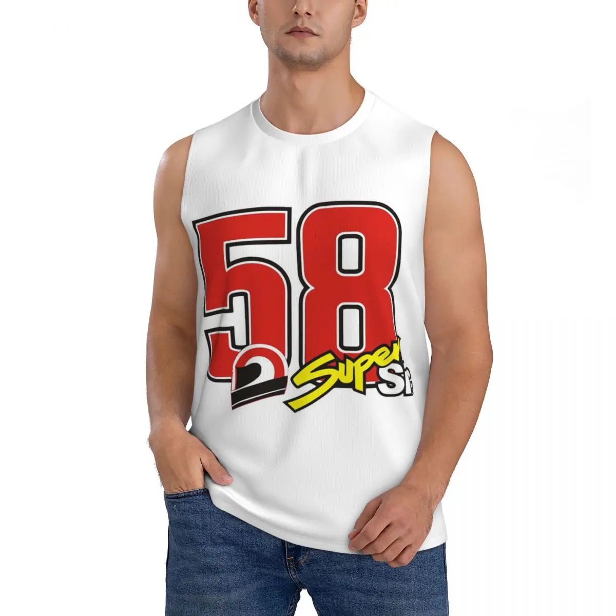 Marco Simoncelli 58 Super Sic Men Sleeveless Tank Tops Quick Dry Breathable Gym Fitness Running Summer Casual Sport Vest