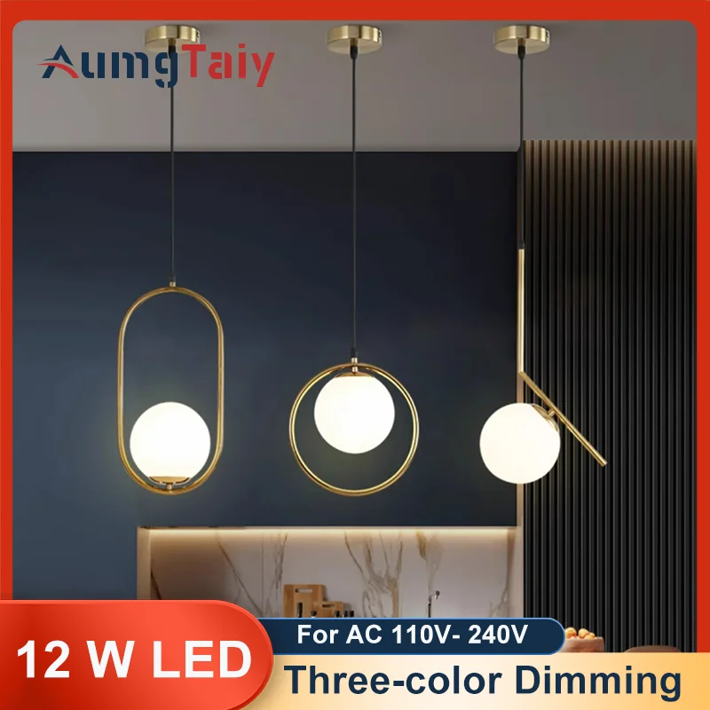 Modern Gold Globe Pendant Light Chandelier One Light Hanging Fixture for Dinning Room Bedroom Adjustable Length Indoor Lighting