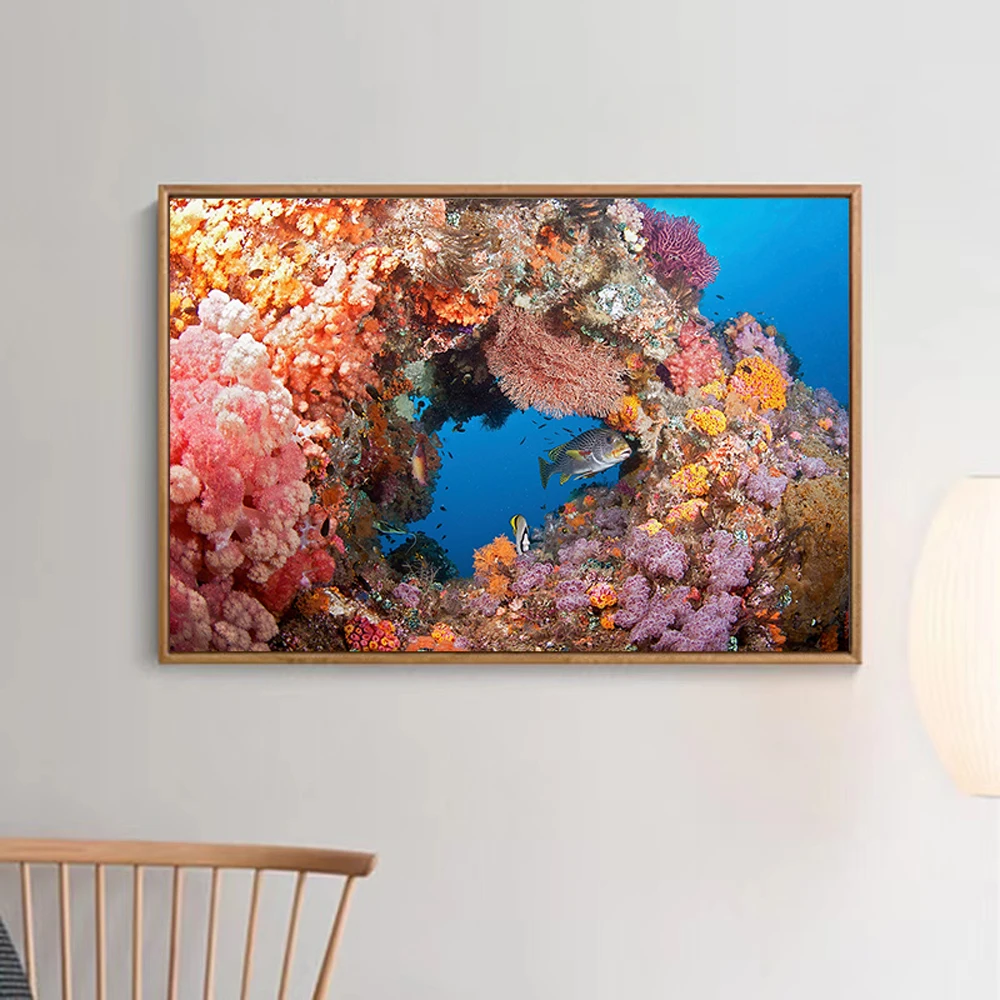 04 Colorful Precious Deep Sea Coral HD Photo Art Silk Cloth Wall Print Poster Home Deco Modern Style Festival Gift