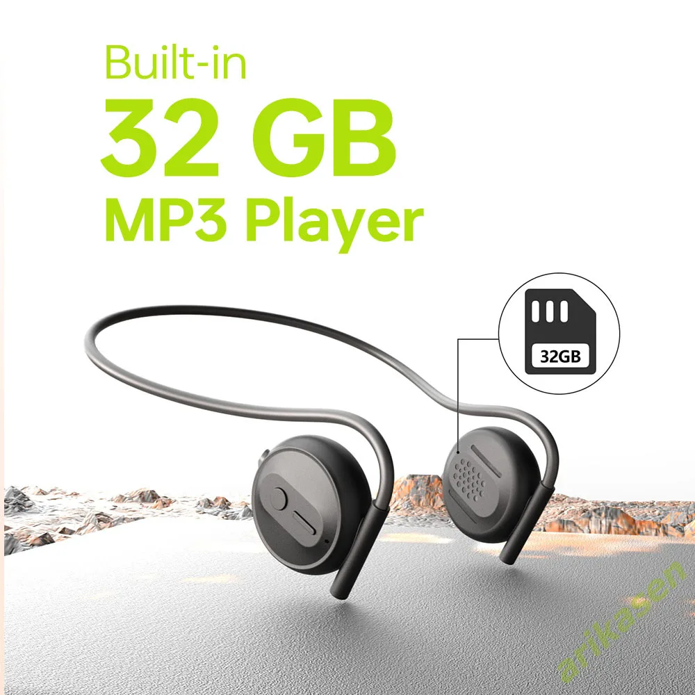 Bluetooth MP3 Player 32GB Wireless Headphones Sports Open Ear Headphones with Noise Cancelling Mic Bluetooth Headset Earbuds MP3