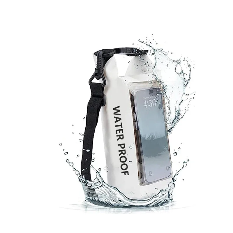 2L Waterproof 2in 1 Duffel Bag Cell Phone Bag PVC Swimming Storage Bag Outdoor Beach Boating Water Sports Accessories