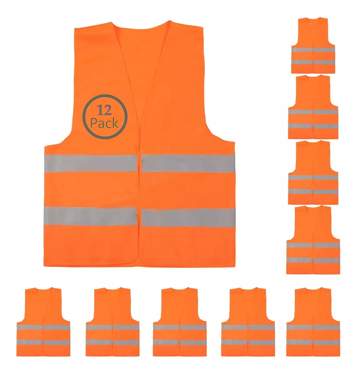 12 Pack High Visibility Safety Vest for Traffic Work, Running, Surveyor and Security Guard - Construction Vest with 2 Reflective