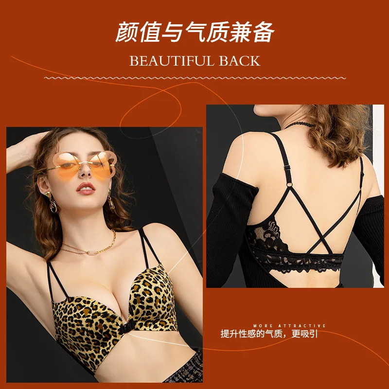 Checkerboard Small Chest Bra No Rims Underwear Gather Anti-Sagging Bra Soft Comfortable Padded Cup Tube Top Set Breathable Sexy