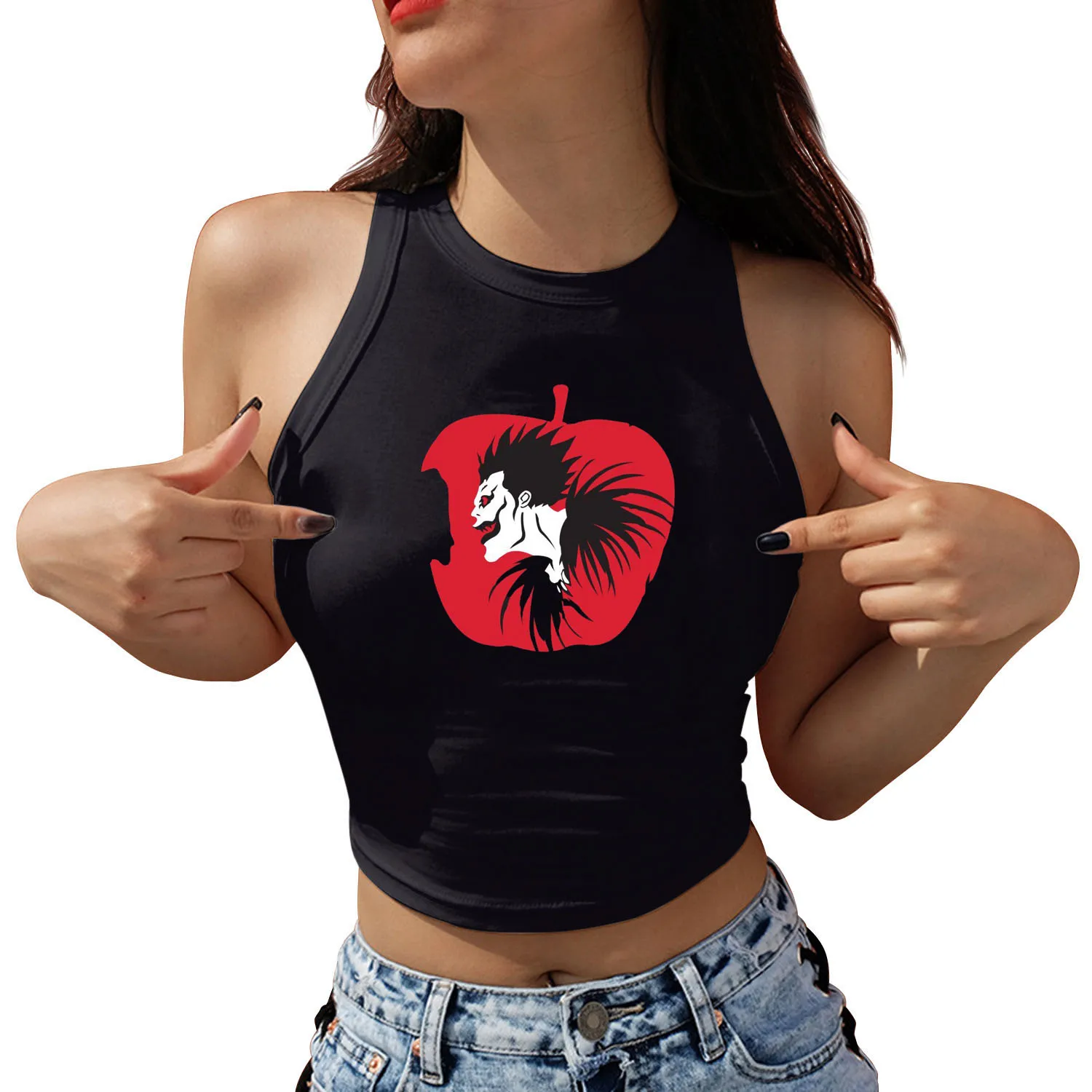 Japanese Anime Death Note Graphic Print Women Y2K Crop Top Sleeveless Shirt Girls Sexy Tops Streetwaer Clothes Fashion Tank Tops