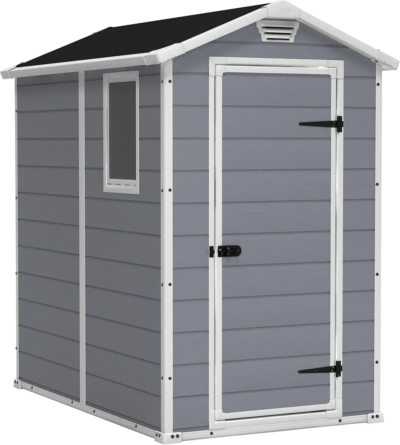 Manor 4x6 Resin Outdoor Storage Shed Kit-Perfect To Store Patio Furniture Garden Tools Bike Accessories Grey & White