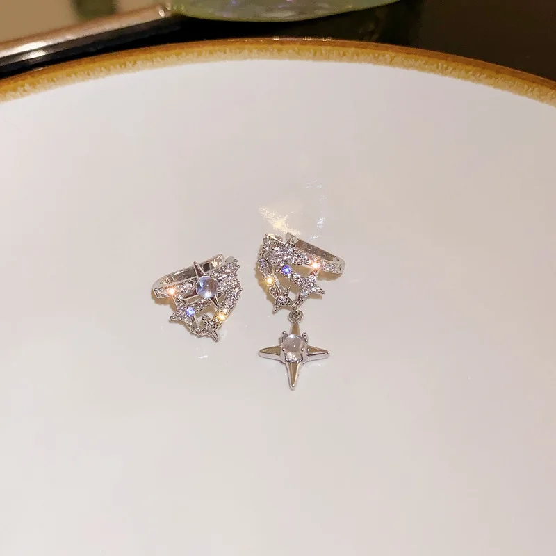 No Piercing Ear Clip Earrings For Women Asymmetry Zircon Cross Star Fake Cartilage Ear Cuff Y2k Accessories Jewelry Gifts EF185 image 4