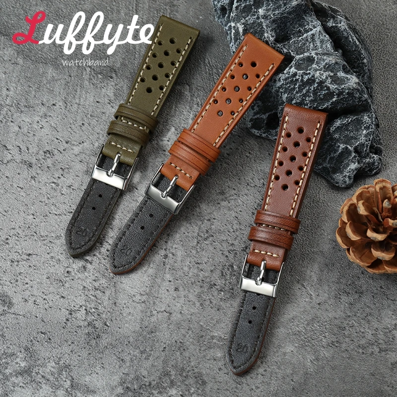 

Soft Breathable Retro Style Watchband Belt 20mm 22mm Wristwatch Band Men Women Handmade Top Layer Cowhide Leather Strap