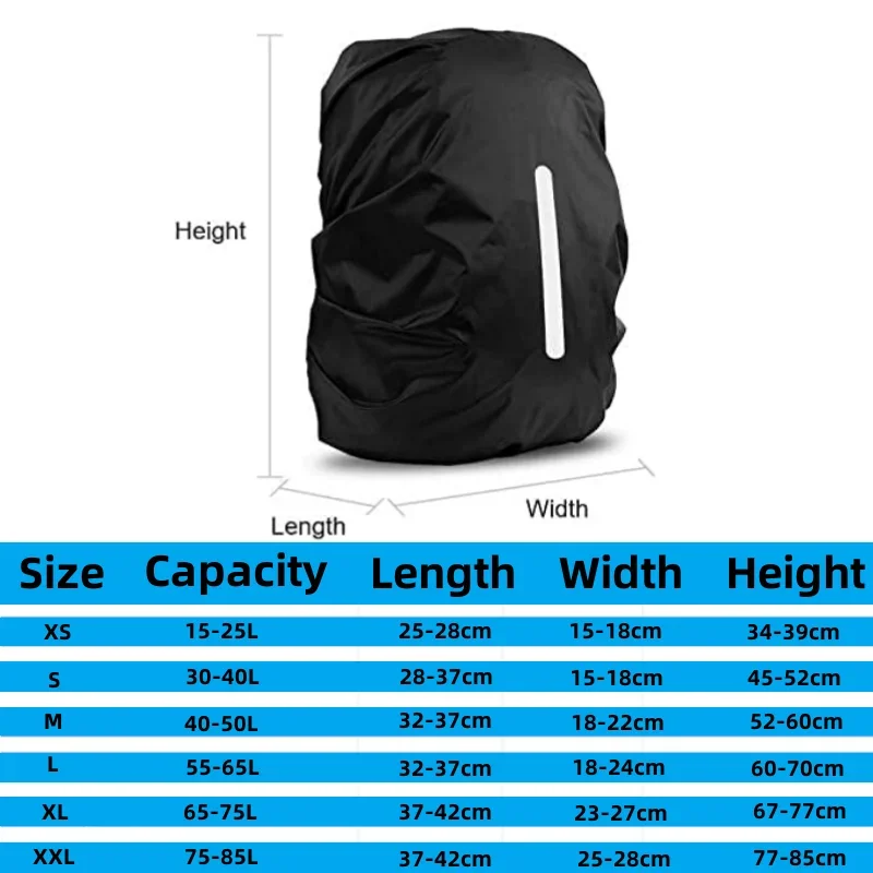 35-80L Backpack Rain Cover Ultralight Hi-Visibility with Reflective Strip Anti-dust for Hiking Camping Cycling Travel