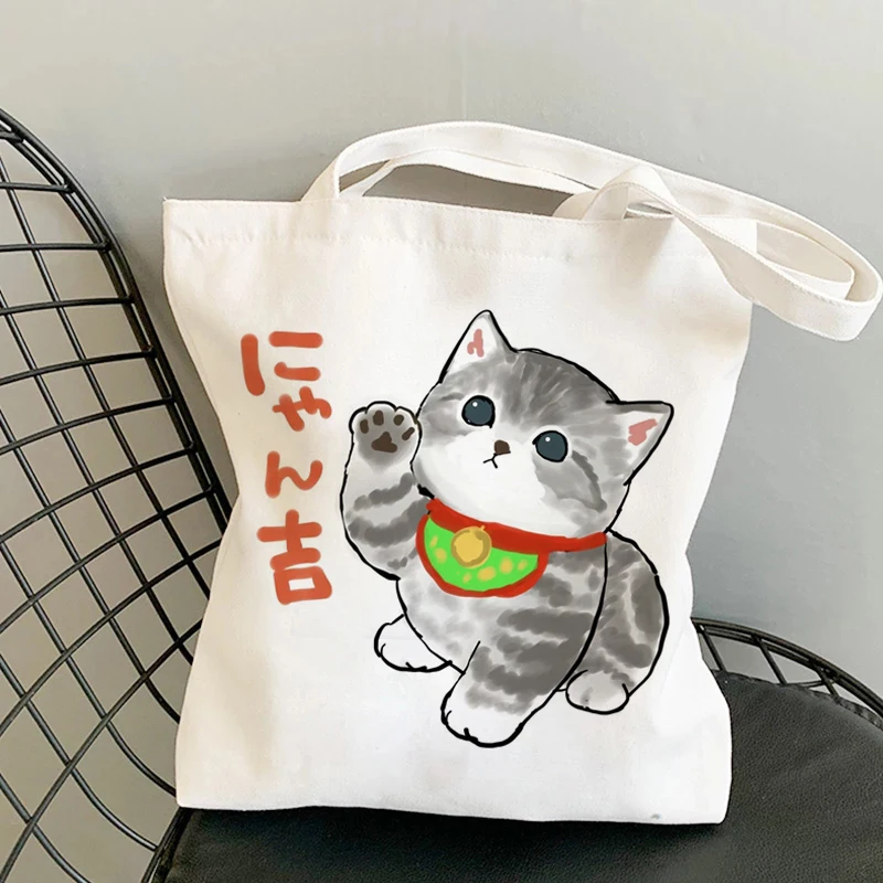 Kawaii Katzen Cartoon Manga Einkaufstasche Strandtasche Shopper Taschen Handtaschen Canvas Frau Einkaufstaschen Hohe Kapazität