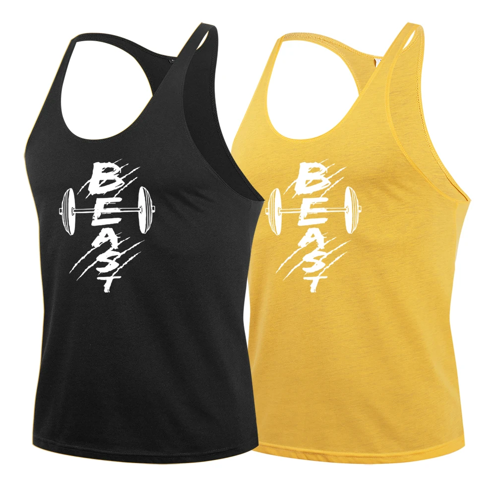 Summer Gym Tank Top Men Cotton Clothing Running Bodybuilding Sleeveless T Shirt Fitness Singlets Suspenders Sport Muscle Vests