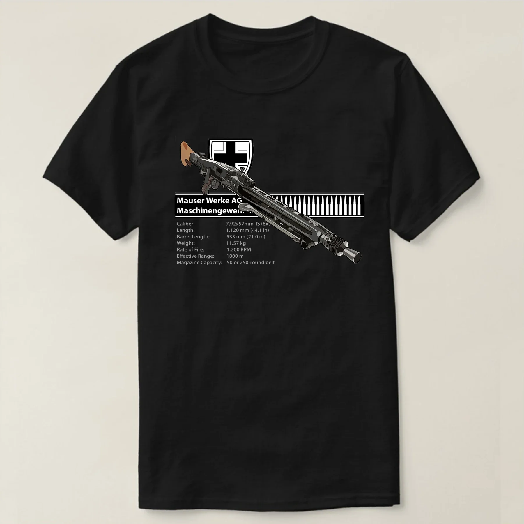 

WWII German Weapon Wehrmacht MG42 Machine Gun T Shirt. Short Sleeve 100% Cotton Casual T-shirts Loose Top S-3XL