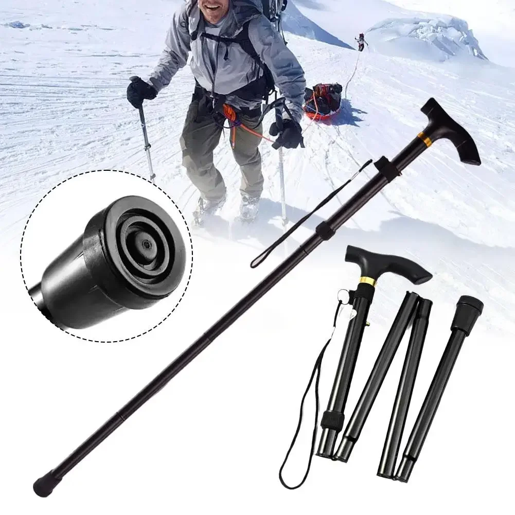 Foldable Walking Stick Anti-Slip Outdoor Hiking Camping Disability Cane Extendable Unisex Sturdy Mountaineering Climbing P9B1