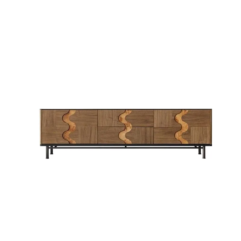 

Medieval retro solid wood TV cabinet, living room storage locker, TV cabinet combination, black walnut parquet cabinet