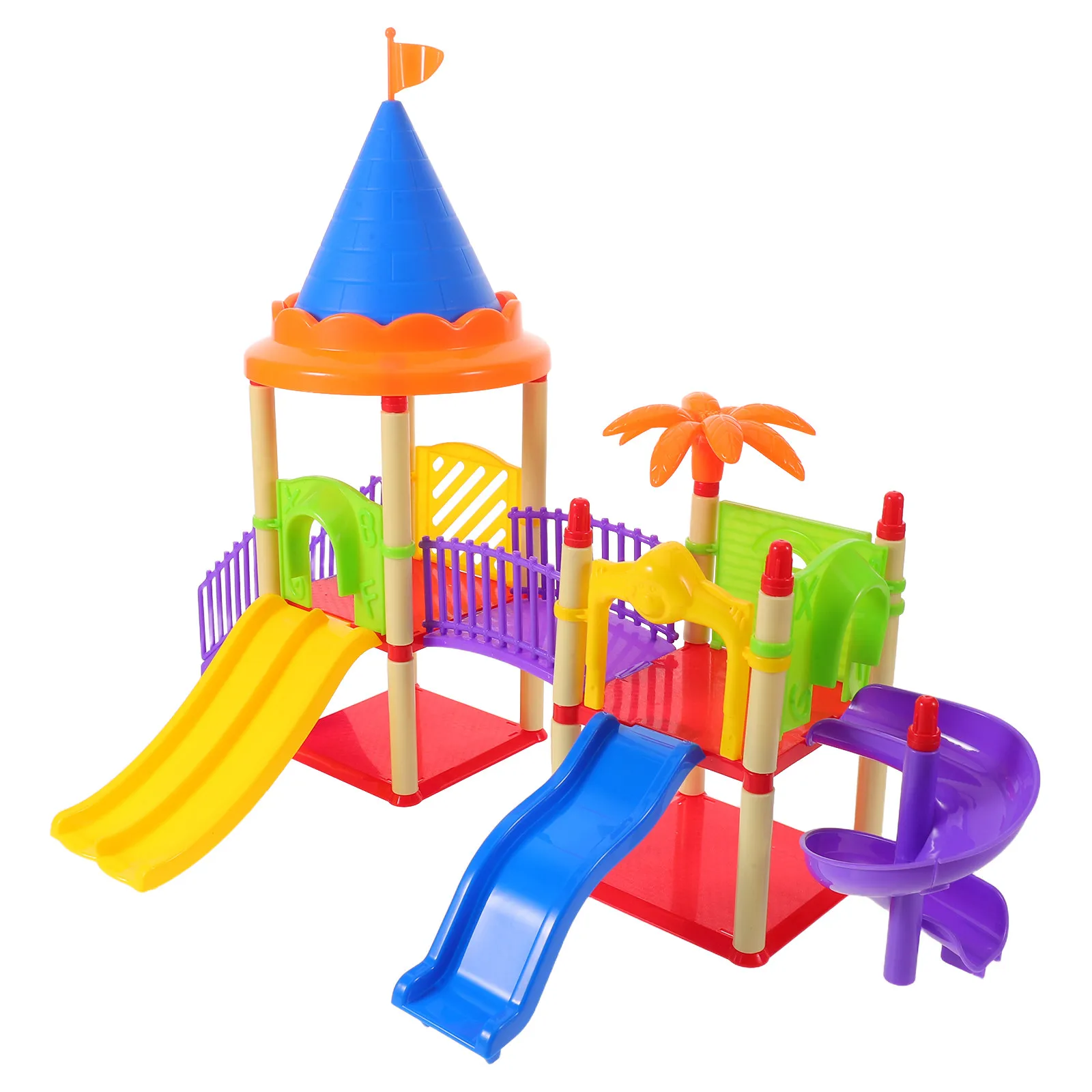 1Set Mini Kids Playground Playhouse Slide Portable Pretend Playset for Children Indoor Outdoor Creativity Social Interaction