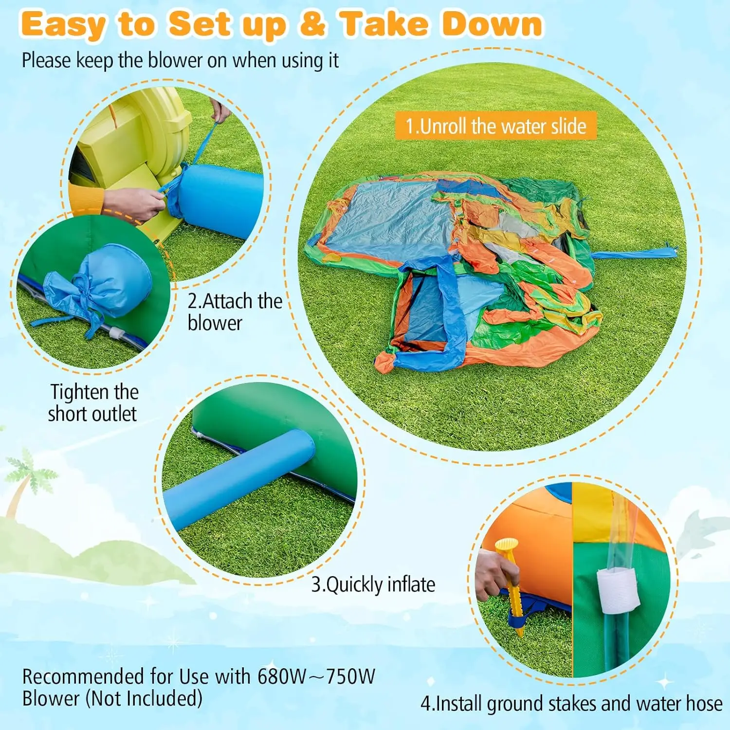 9-in-1 Inflatable Water Park Bounce House with Dual Slides, Splash Pool, and Water Soccer – Outdoor Jump Castle for Big Kids Ages 3+ view 5