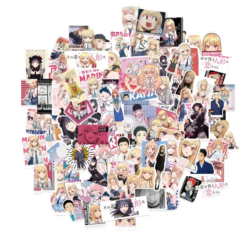 100pcs My Dress-Up Darling Marin Kitagawa Graffiti Sticker High Color Value Creative Personality Student DIY Decorative Sticker view 5