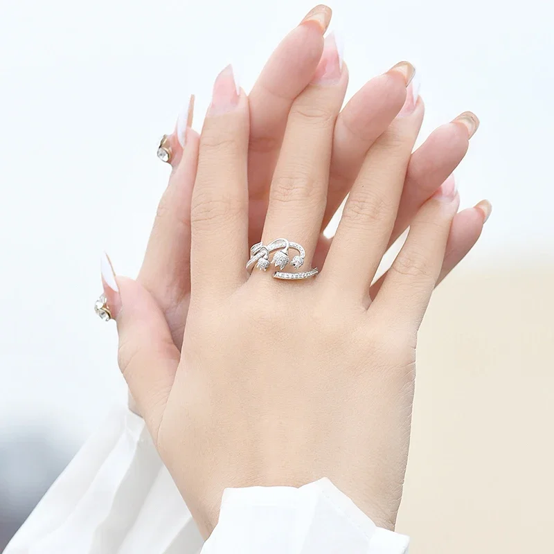 2025 нежное женское открывающееся кольцо с блестящим цирконием, украшения на палец с изысканным дизайном, эстетические женские цветочные аксессуары