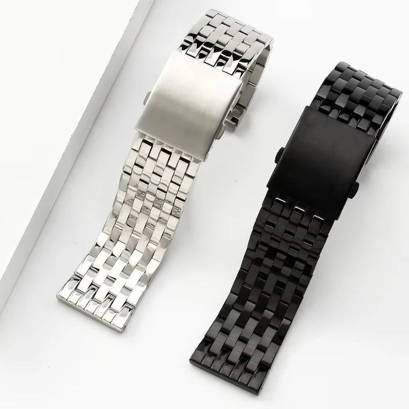 22mm 24mm 26mm 28mm 30mm High Quality Seven Bead Solid Stainless Steel Watch Strap Replacement for Universal Watch Bracelet
