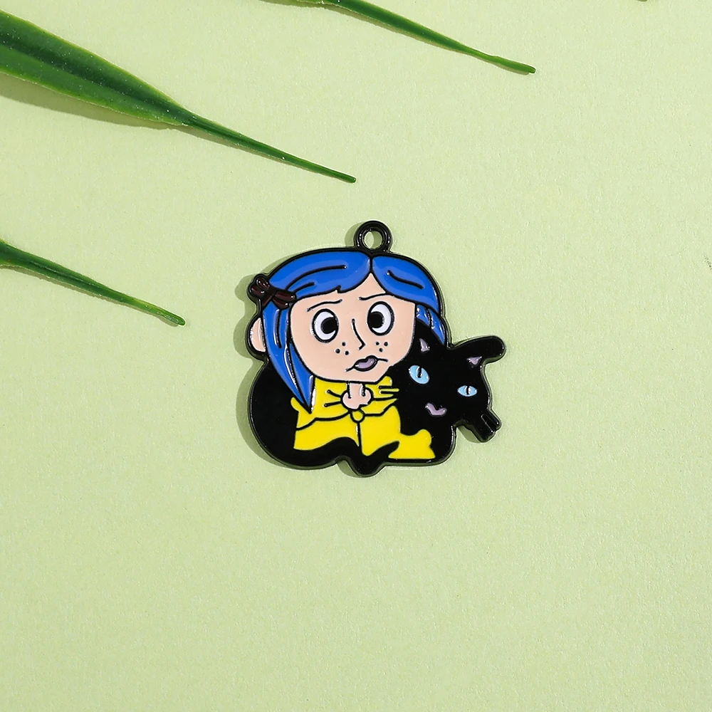 

10 шт. эмалевых подвесок «Коралина» в стиле ужасов и мультфильмов для изготовления серег, ожерелий, браслетов и других поделок