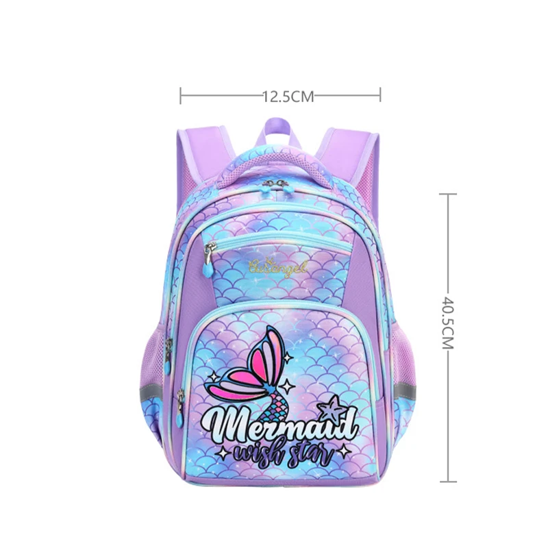 New Primary School High-capacity Cartoon Mermaid School Bag Protecting The Spine Commuter Backpack Student Anime Backpack Gift