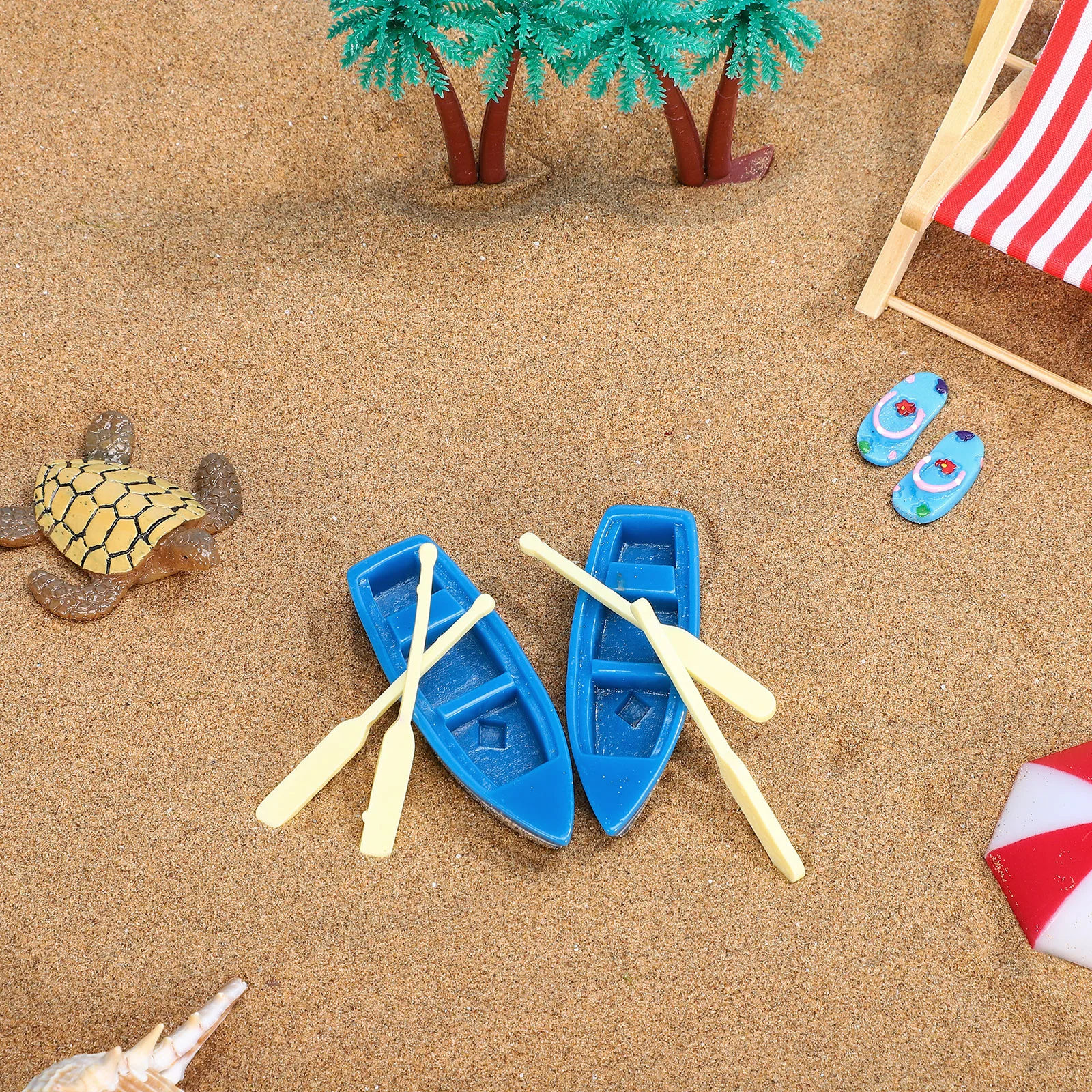 

2 Sets Miniature Boat Ornaments Blue Resin Wood Quant 6x2cm Boat 5 5cm Quant Micro Landscape Gardening Props Small Decorative