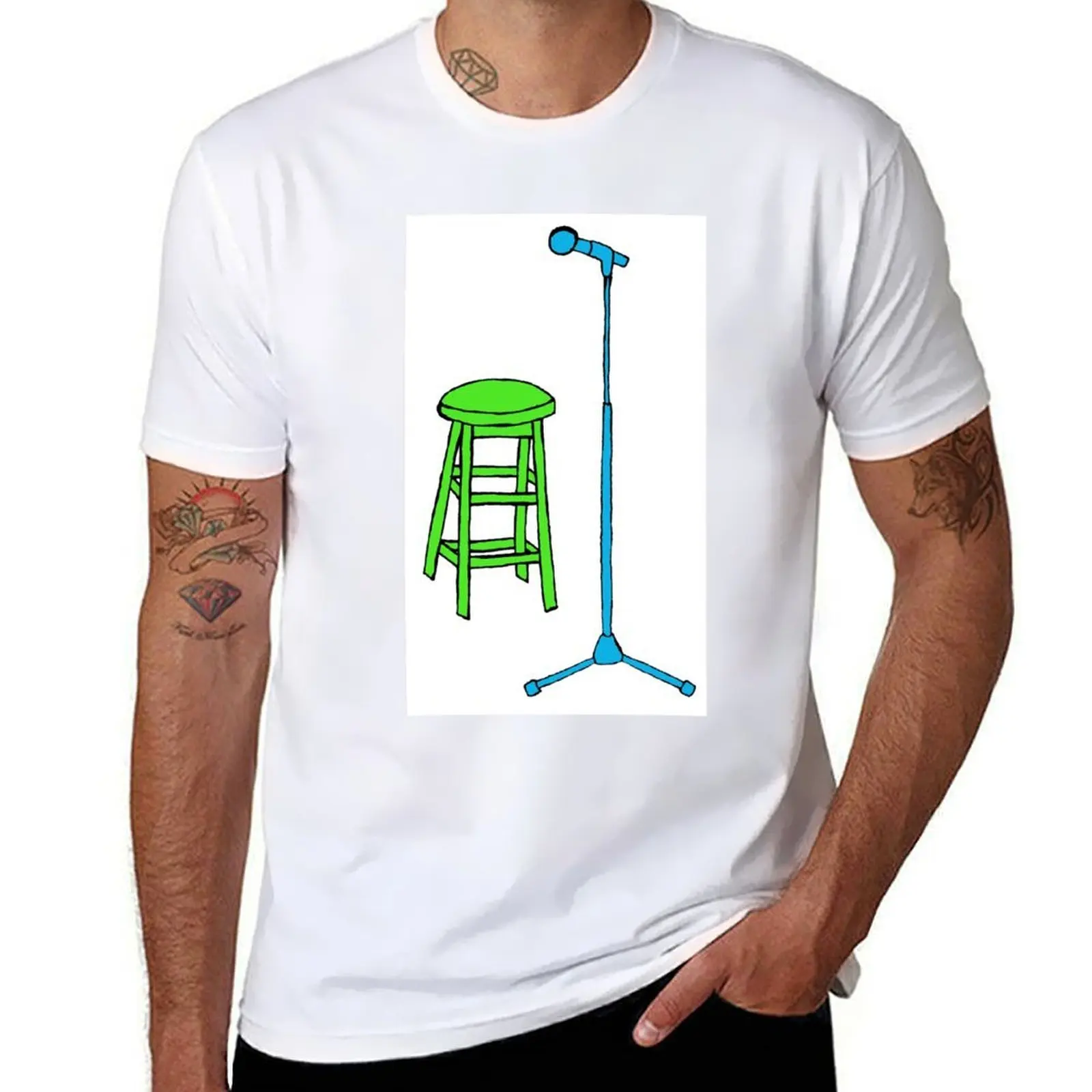 

Stand Up Comedy Stool and Mic. T-Shirt t shirt man cotton t shirts for man graphic funny T-Shirt