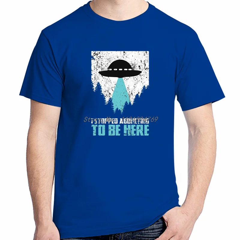 Distressed I Stopped Abduction To Be Here Alien Ufo Gift Graphic T Shirts Summer Fashion High Quality Short Sleeve T-Shirts
