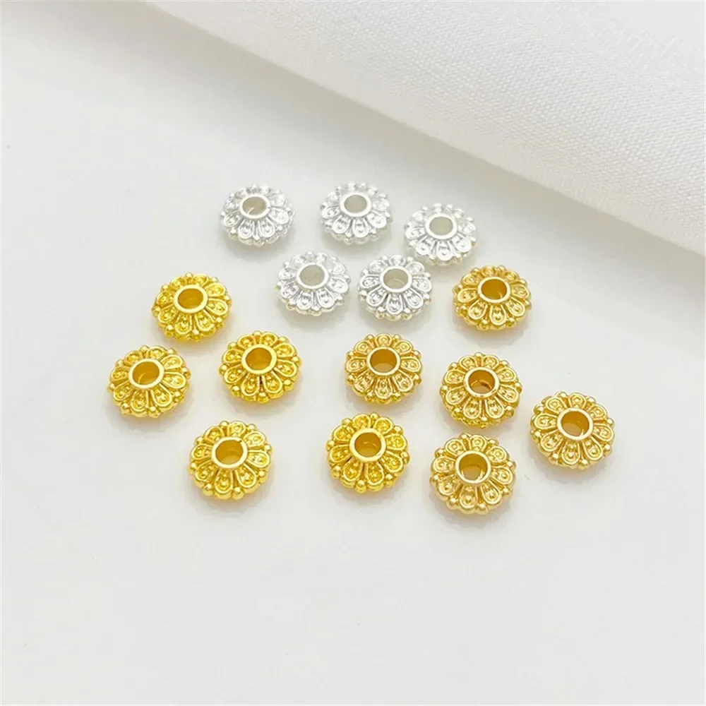 Bandeja de flores embrulhada em ouro 14k, chapéu de flor, espaçador de contas, artesanal, faça você mesmo, pulseira de contas, colar, acessórios de material de joias