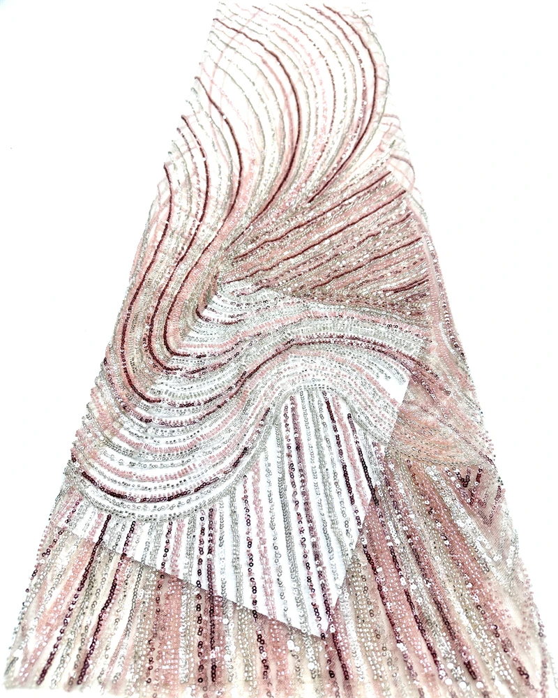 

Nigerian Beaded Embroidery Lace 2026 High Quality French Net Sequins Tulle African Lace Fabric for Luxury Wedding Party Women