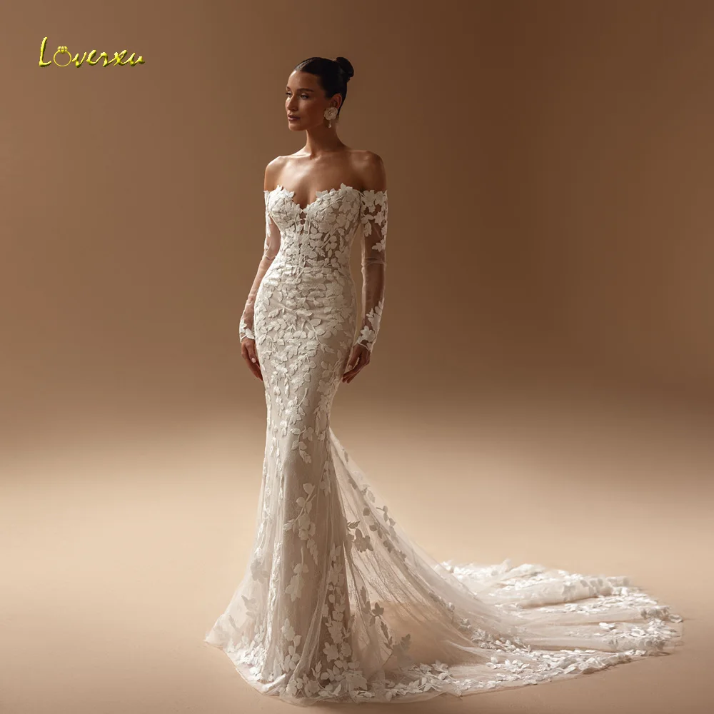 Loverxu sirène Sexy robes De mariée chérie hors De l'épaule Robe De Novia dentelle broderie sur mesure Robe De mariée
